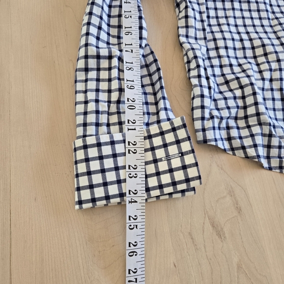 BOSTON BROTHERS White and Navy Plaid Shirt,Fabric Made in Italy - Picture 11 of 11